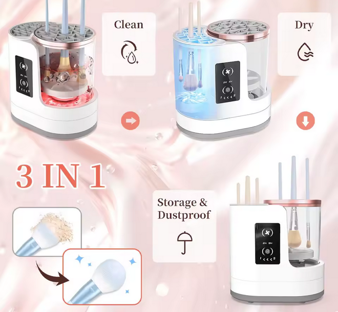 Quick Clean Pro: Portable Electric USB Makeup Brush Cleaner + Dryer